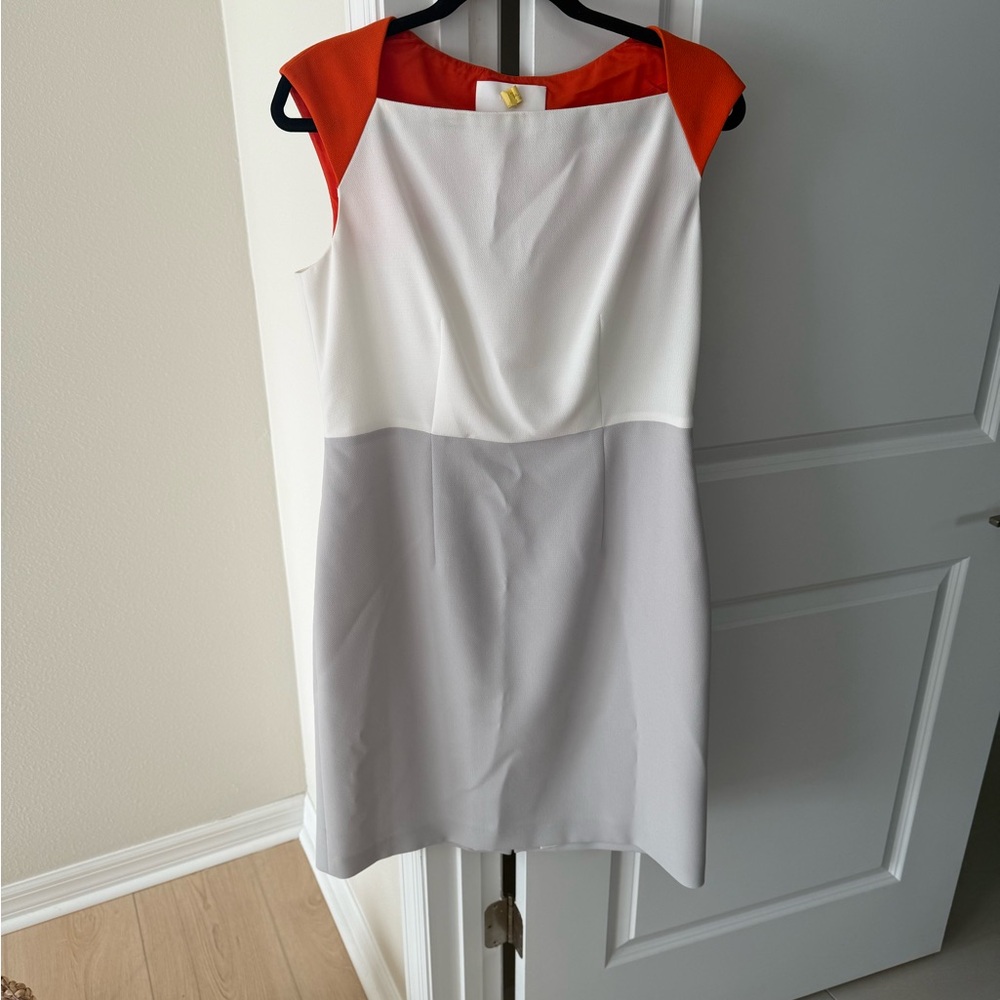 Boss White, Gray, and Orange Mini Dress